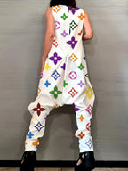 Fashion Plain Sleeveless Asymmetrical Harem Pants Tank Jumpsuit