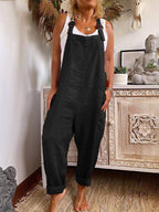 Vintage Cotton Linen Pocket Comfy Jumpsuit