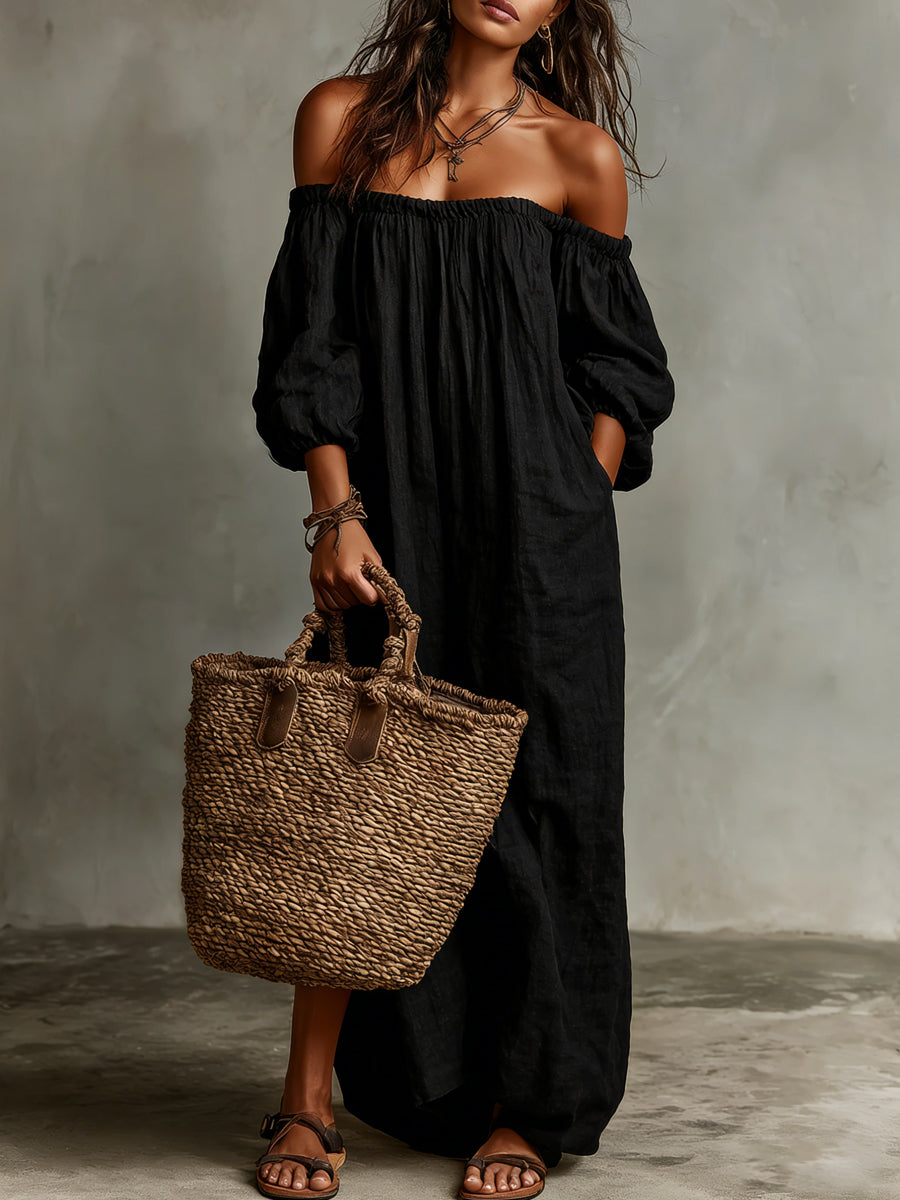 Women's Minimalist Casual Off-shoulder Dress