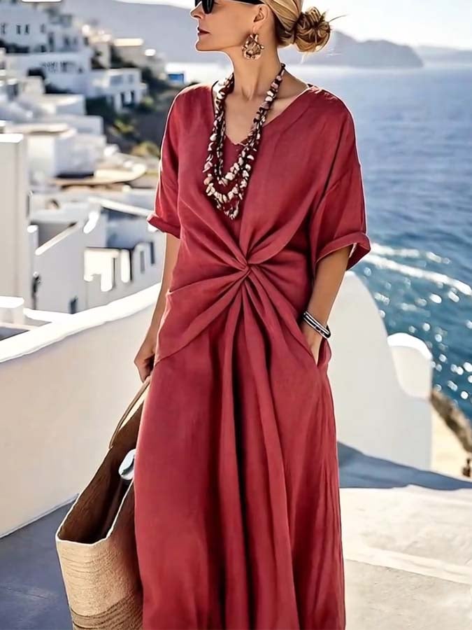 Women'S Loose Solid Color Dress