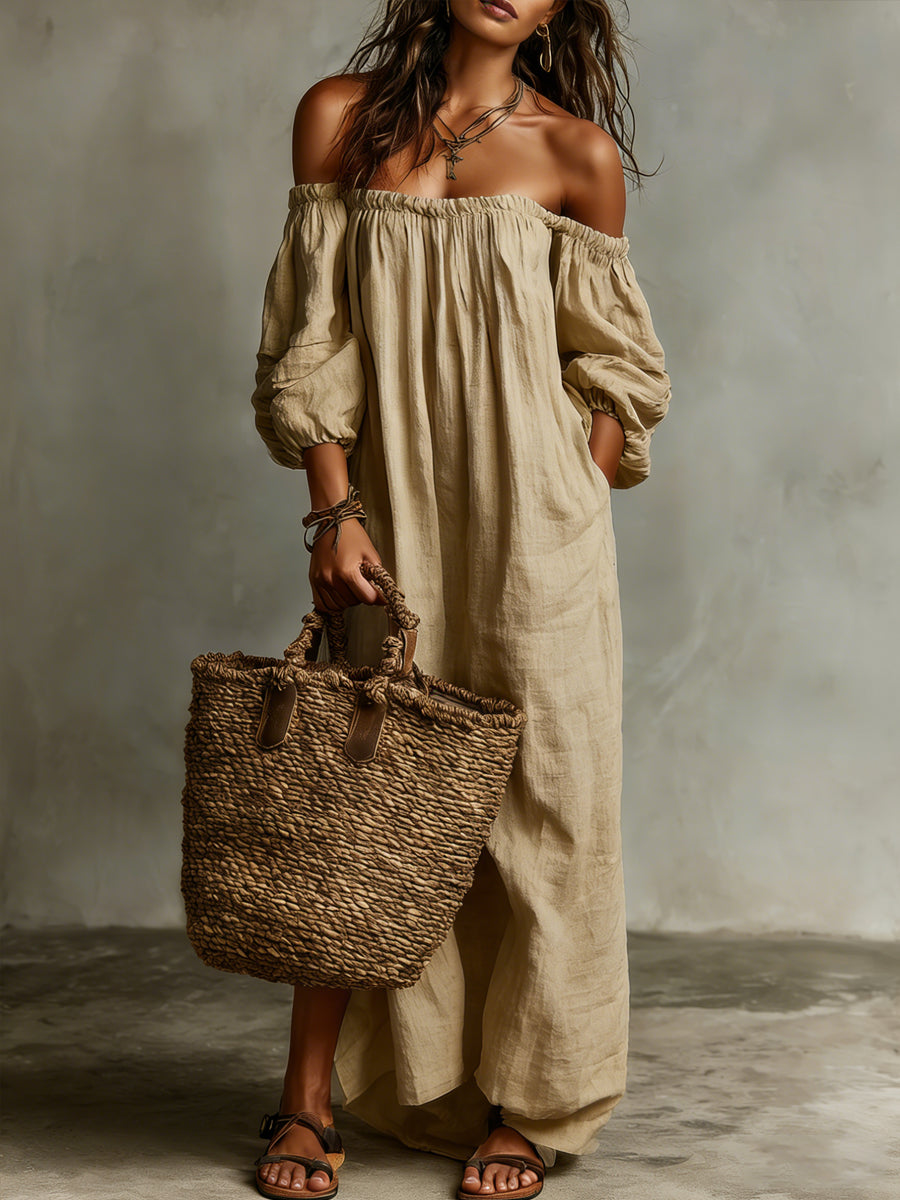 Women's Minimalist Casual Off-shoulder Dress