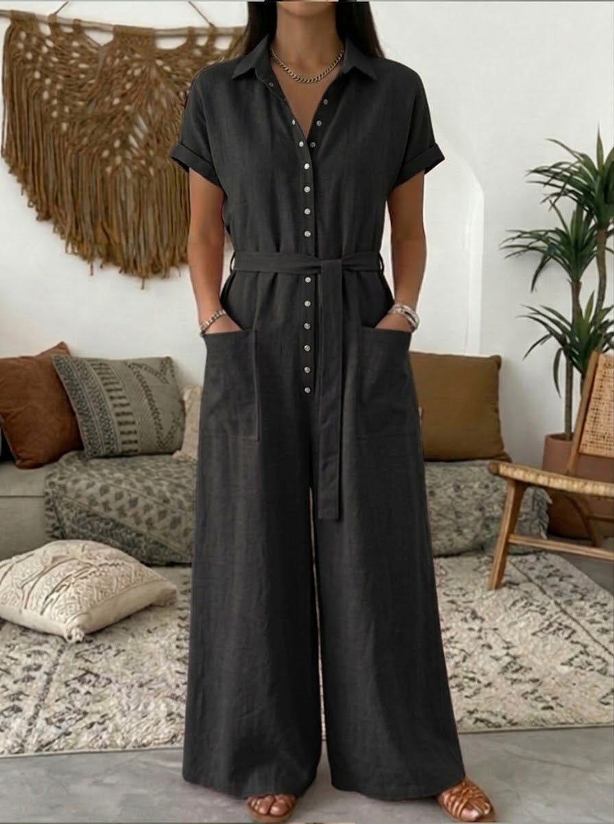 Casual Linen And Cotton Jumpsuits