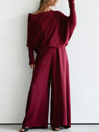 Minimalist Cozy Irregular Sweater And Jumpsuit Set