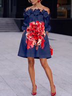 Stylish Blooming Floral A-line Mini Dress