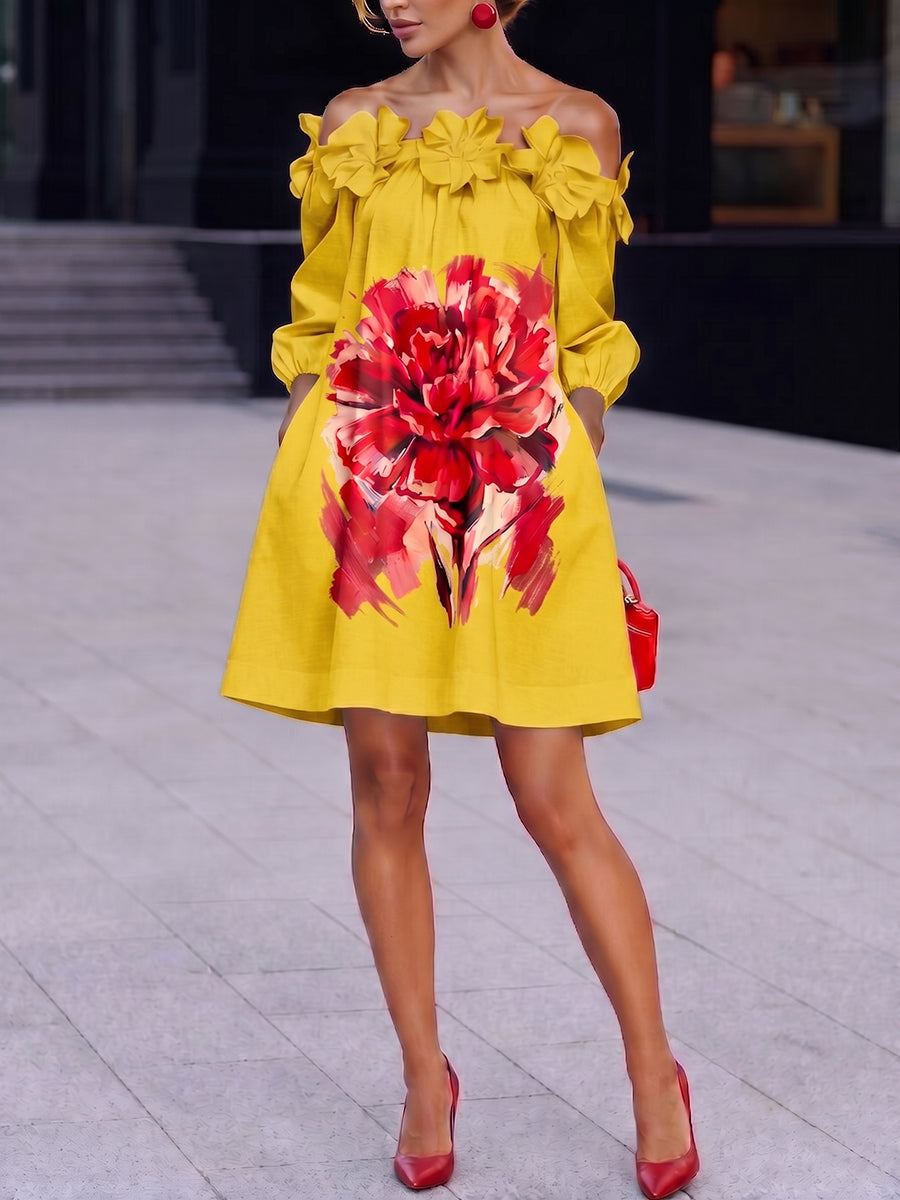 Stylish Blooming Floral A-line Mini Dress