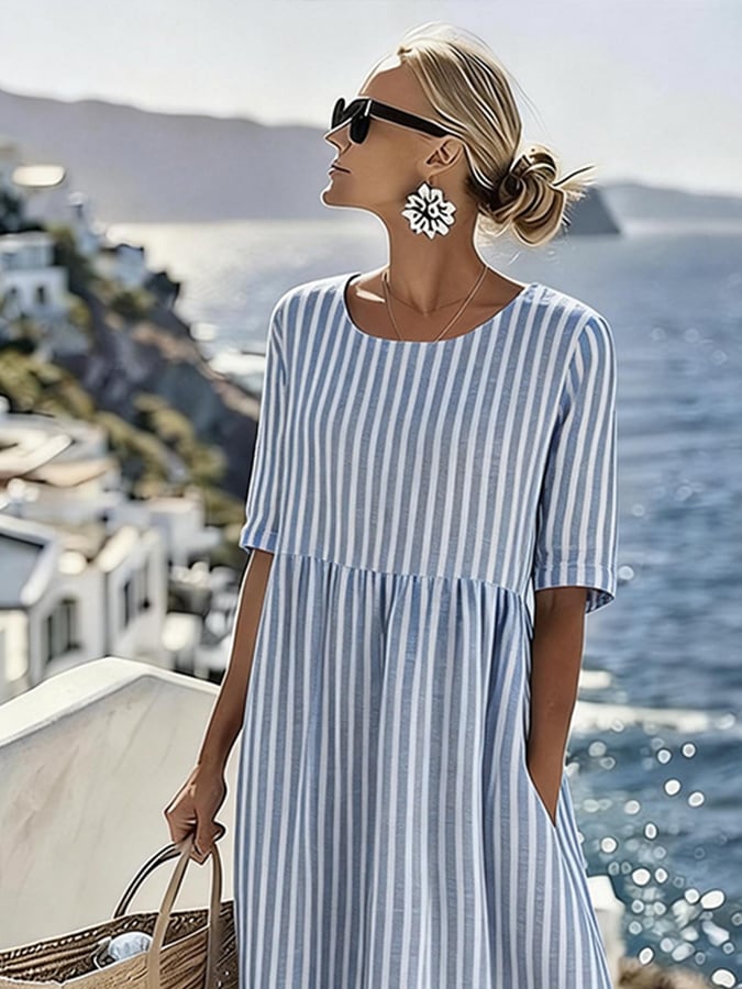 Women'S Vacation Round Neck Short Sleeve Printed Dress
