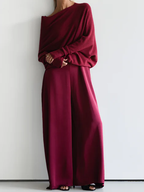 Minimalist Cozy Irregular Sweater And Jumpsuit Set