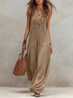 Sexy Ruffled Deep V-neck Jumpsuit