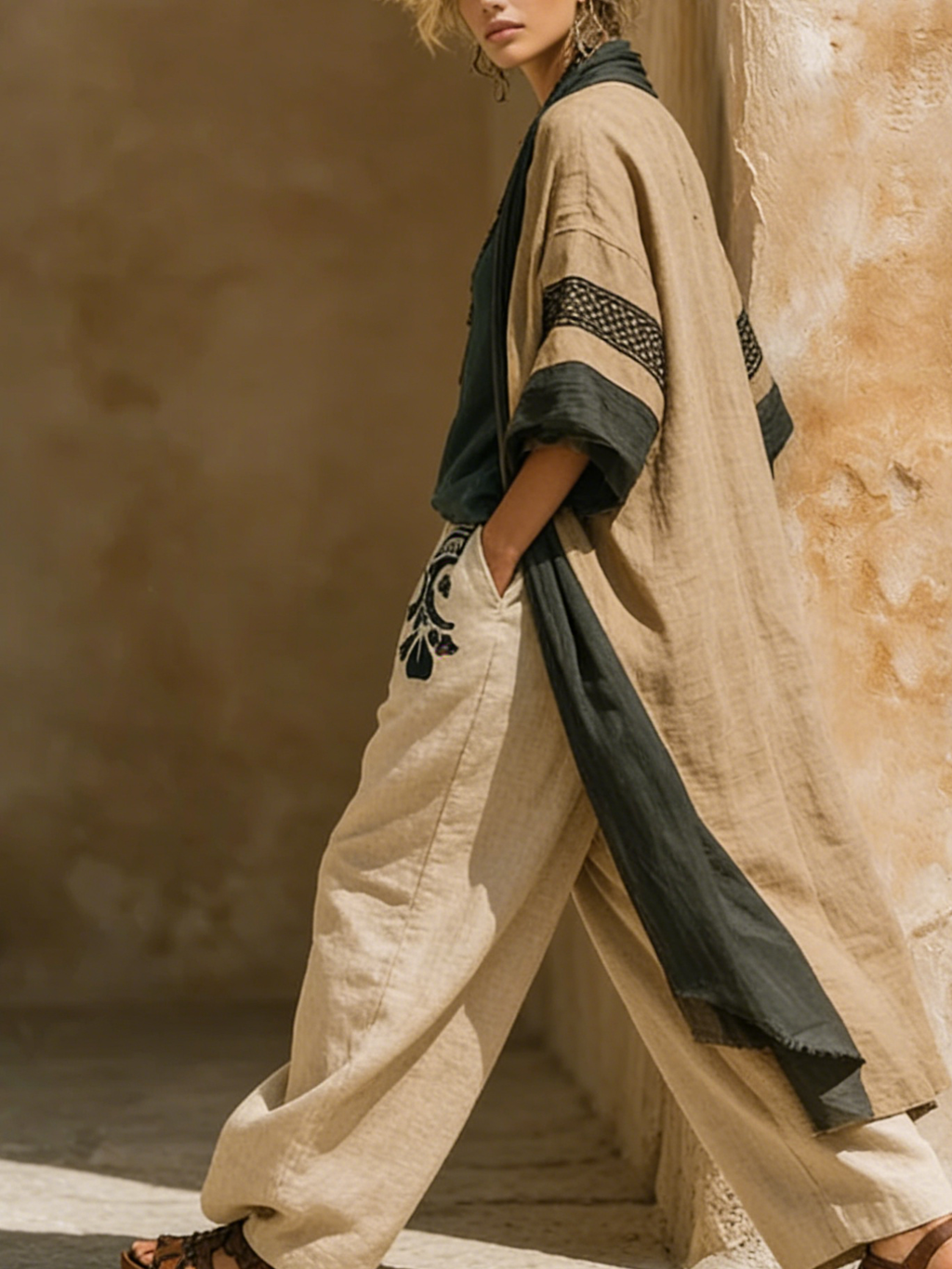 Elegant Cozy Loose Cotton Linen Three-piece Set