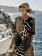 Women'S Casual Round Neck Loose Printed Vacation Dress