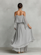 Flowy Off-shoulder Blouse And Skirt Two-piece Set
