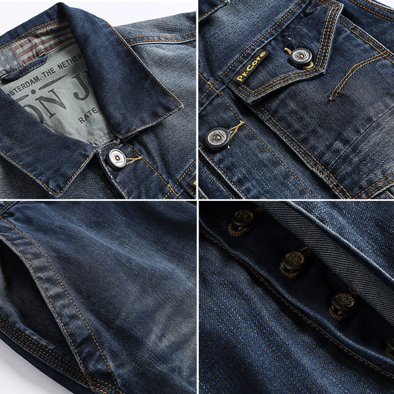 Washed And Worn Denim Straight Loose Fitting Suit Jumpsuit