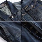 Washed And Worn Denim Straight Loose Fitting Suit Jumpsuit
