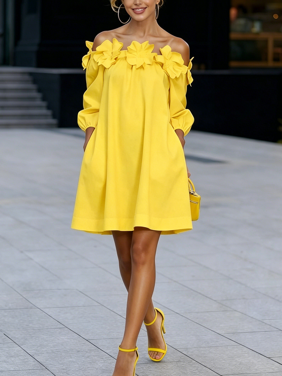Stylish Blooming Floral A-line Mini Dress
