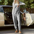 Solid Color Pocket Casual Overalls