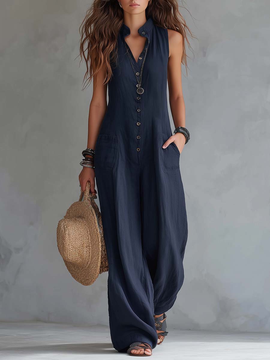 Women's Simple Sleeveless Jumpsuit