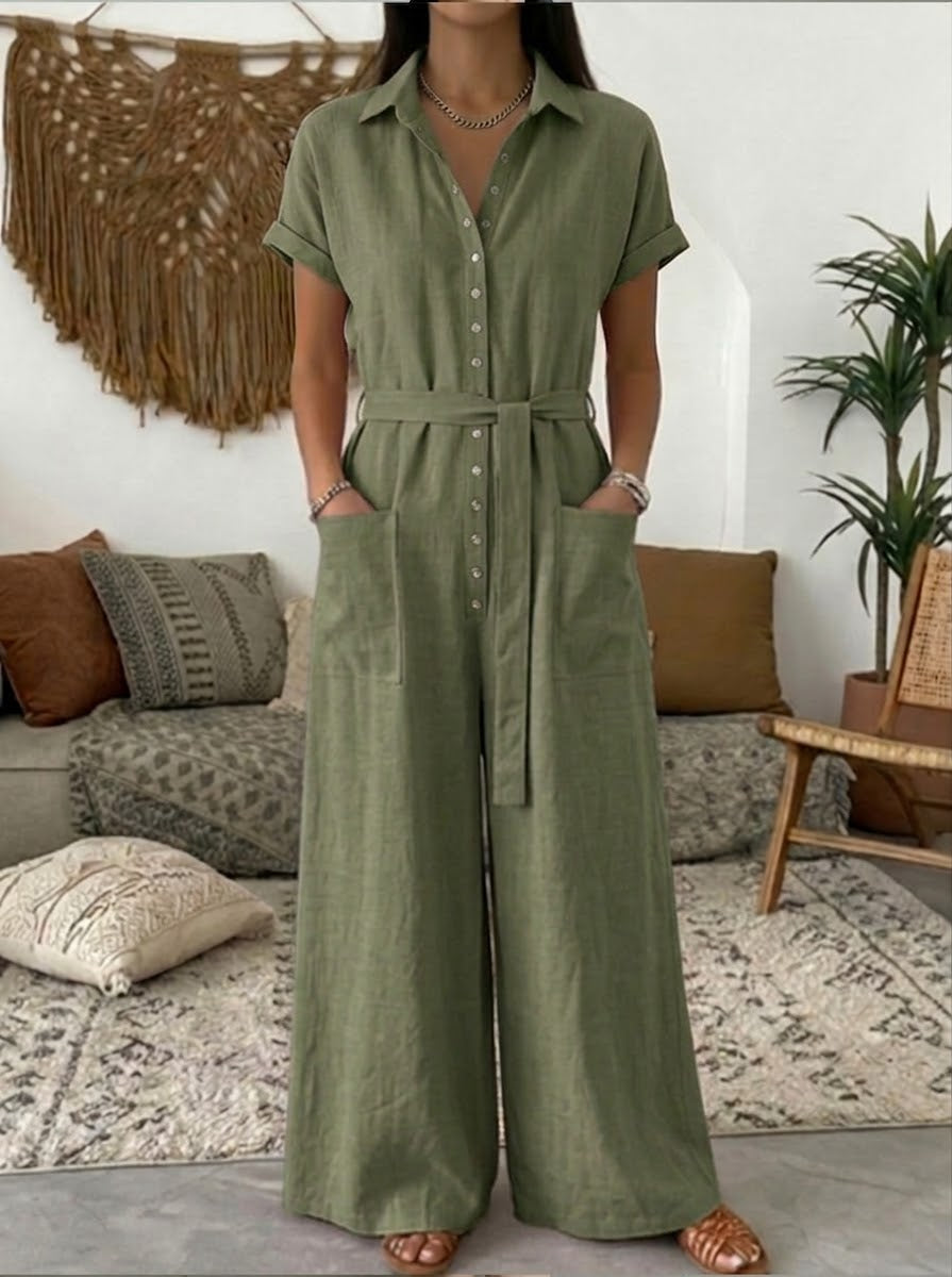 Casual Linen And Cotton Jumpsuits