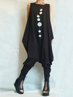 Fashion Plain Sleeveless Asymmetrical Harem Pants Tank Jumpsuit