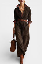 Dark Brown Retro Suede Velvet Robe