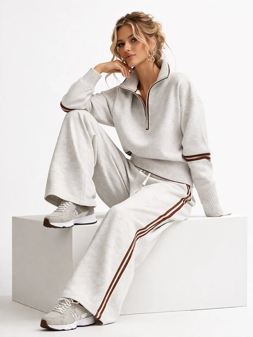 Ovia - Soft-Touch Wide-Leg Two-Piece Set