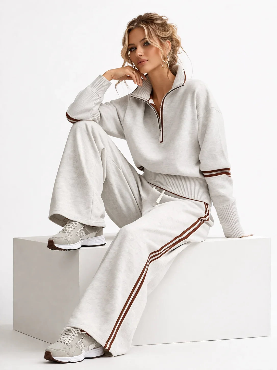 Ovia - Soft-Touch Wide-Leg Two-Piece Set